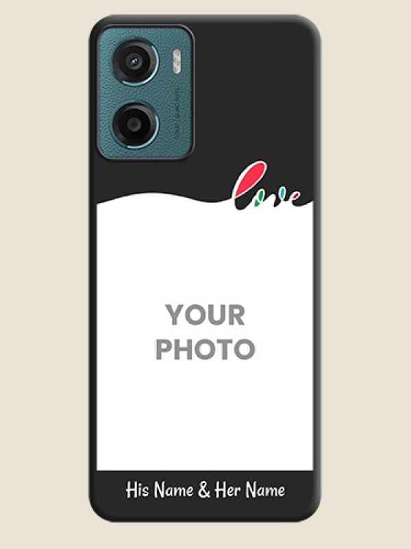 Custom Fall in Love Pattern with Picture on Photo On Space Black Custom Soft Matte Mobile Back Cover - Motorola G05 - alternate view