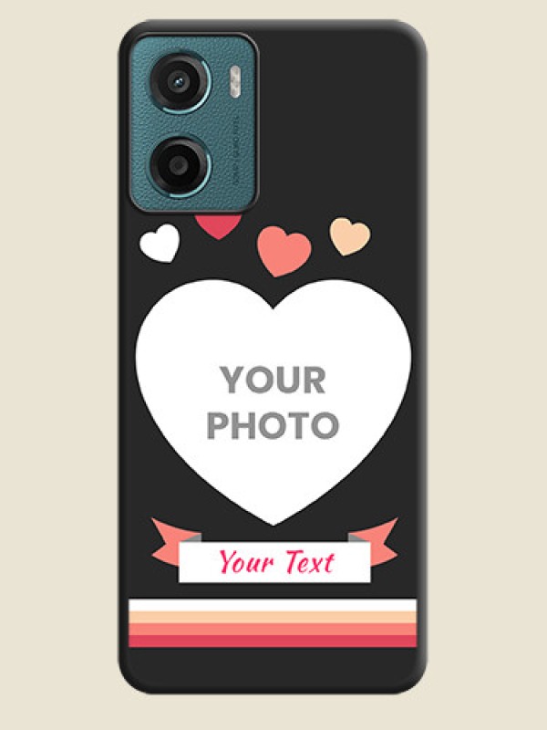 Custom Love Shaped Photo with Colorful Stripes On Space Black Custom Soft Matte Mobile Back Cover - Motorola G05 - alternate view
