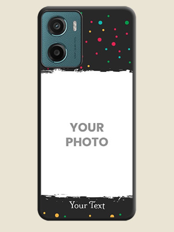 Custom Multicolor Dotted Pattern with Text On Space Black Custom Soft Matte Mobile Back Cover - Motorola G05 - alternate view