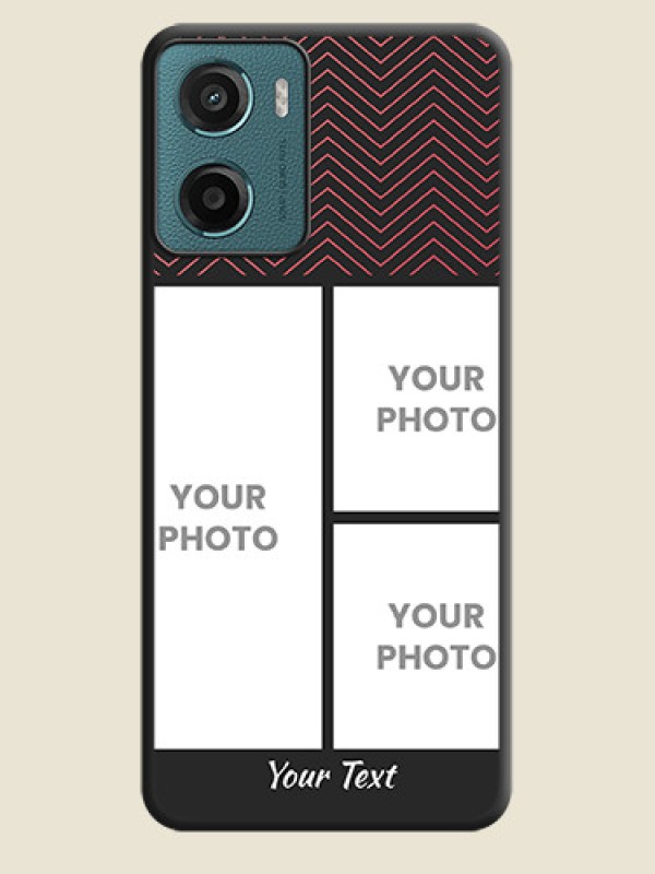 Custom Wave Pattern with 3 Image Holder On Space Black Custom Soft Matte Mobile Back Cover - Motorola G05 - alternate view