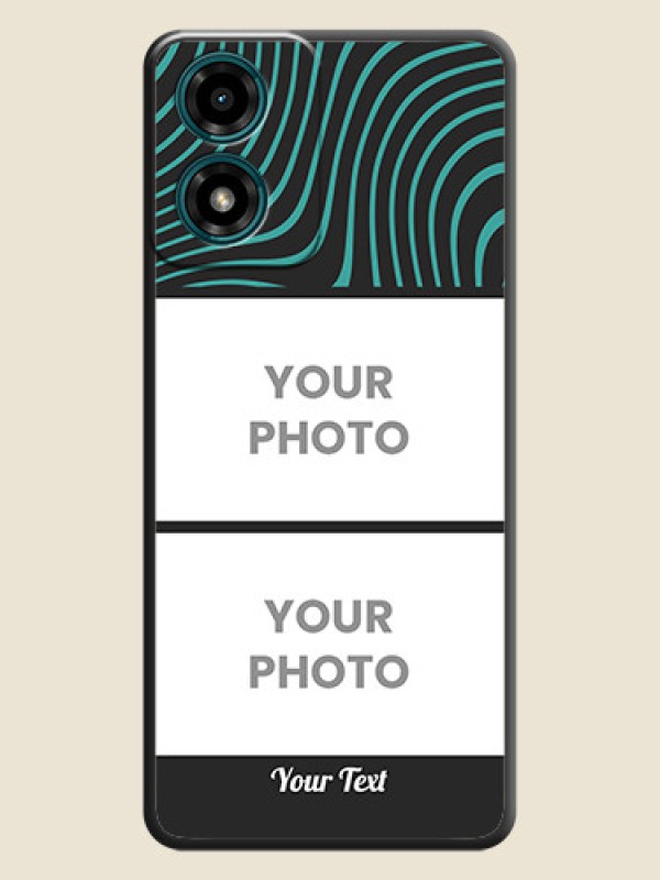 Custom Wave Pattern with 2 Image Holder on Space Black Personalized Soft Matte Phone Covers - Motorola G24 Power - alternate view
