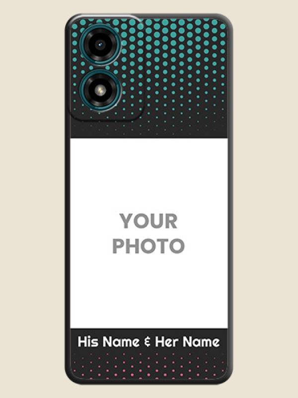 Custom Faded Dots with Grunge Photo Frame and Text on Space Black Custom Soft Matte Phone Cases - Motorola G24 Power - alternate view
