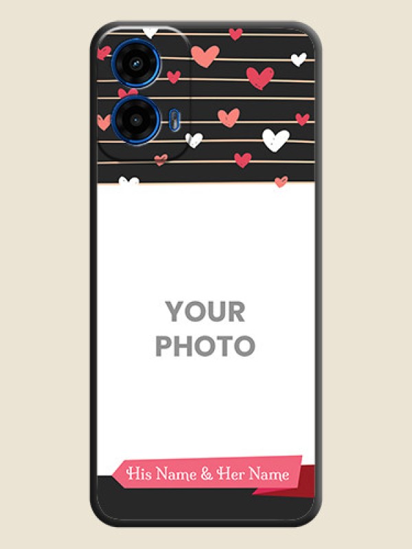 Custom Love Pattern with Name on Pink Ribbon - Photo on Space Black Soft Matte Back Cover - Motorola G34 5G - alternate view