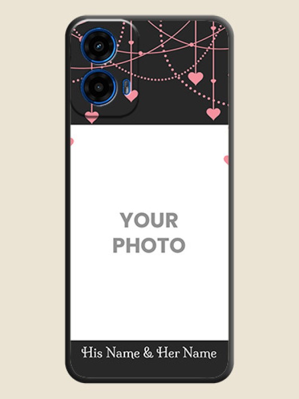 Custom Pink Love Hangings with Text on Space Black Custom Soft Matte Back Cover - Motorola G34 5G - alternate view