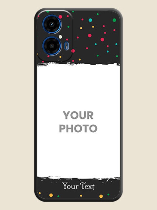 Custom Multicolor Dotted Pattern with Text on Space Black Custom Soft Matte Phone Back Cover - Motorola G34 5G - alternate view