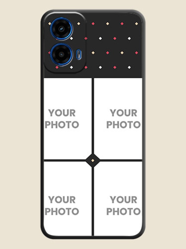 Custom Multicolor Dotted Pattern with 4 Image Holder on Space Black Custom Soft Matte Phone Cases - Motorola G34 5G - alternate view