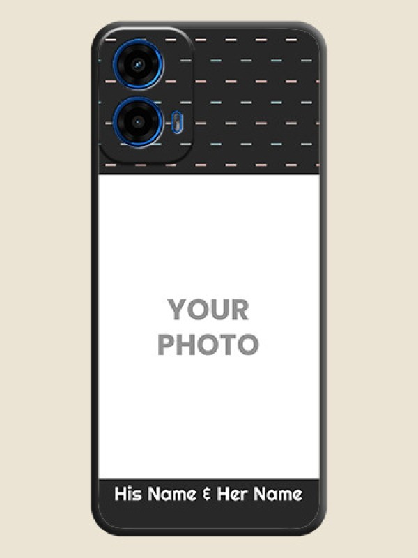 Custom Line Pattern Design with Text on Space Black Custom Soft Matte Phone Back Cover - Motorola G34 5G - alternate view