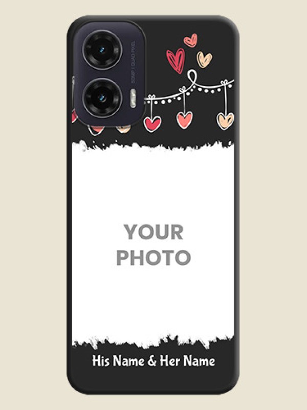 Custom Pink Love Hangings with Name On Space Black Custom Soft Matte Mobile Back Cover - Motorola G35 5G - alternate view