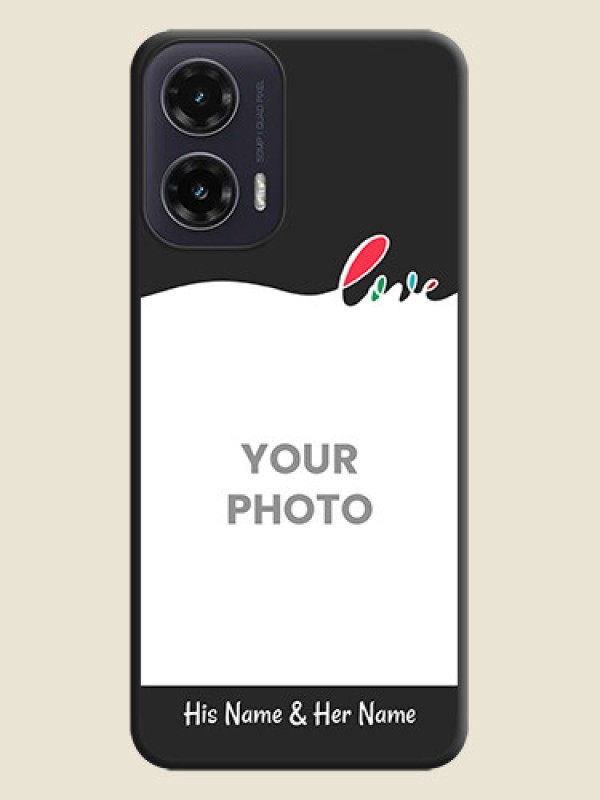Custom Fall in Love Pattern with Picture on Photo On Space Black Custom Soft Matte Mobile Back Cover - Motorola G35 5G - alternate view