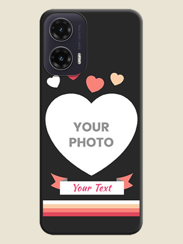 Custom Love Shaped Photo with Colorful Stripes On Space Black Custom Soft Matte Mobile Back Cover - Motorola G35 5G - alternate view