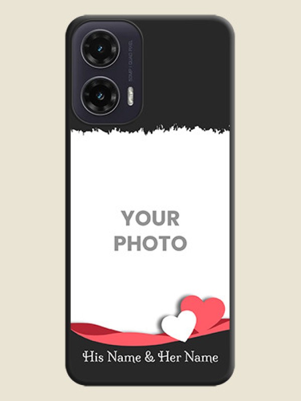 Custom Pin Color Love Shaped Ribbon Design with Text On Space Black Custom Soft Matte Mobile Back Cover - Motorola G35 5G - alternate view