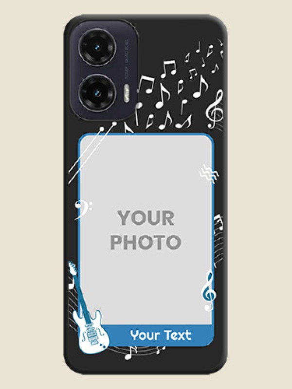 Custom Musical Theme Design with Text on Photo On Space Black Custom Soft Matte Mobile Back Cover - Motorola G35 5G - alternate view