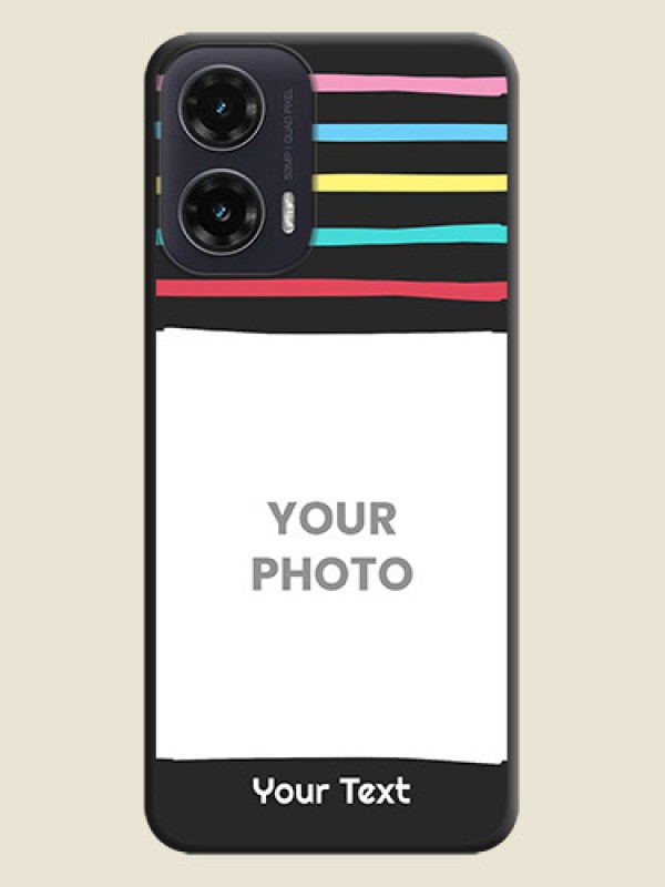 Custom Multicolor Lines with Image On Space Black Custom Soft Matte Mobile Back Cover - Motorola G35 5G - alternate view