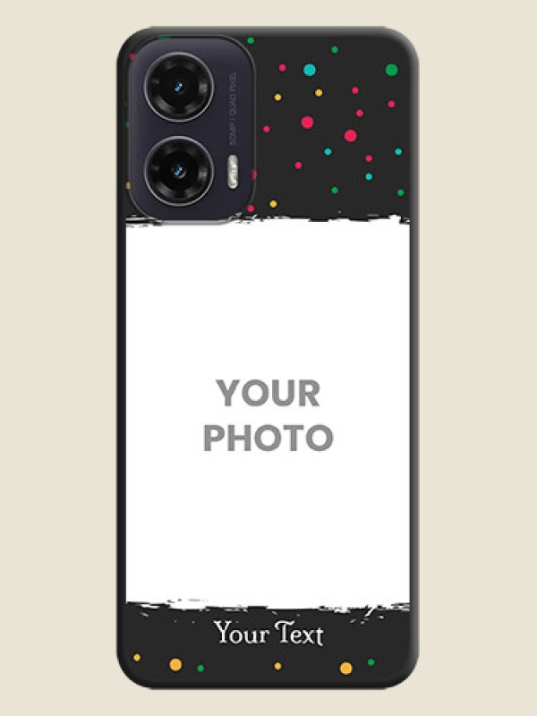 Custom Multicolor Dotted Pattern with Text On Space Black Custom Soft Matte Mobile Back Cover - Motorola G35 5G - alternate view