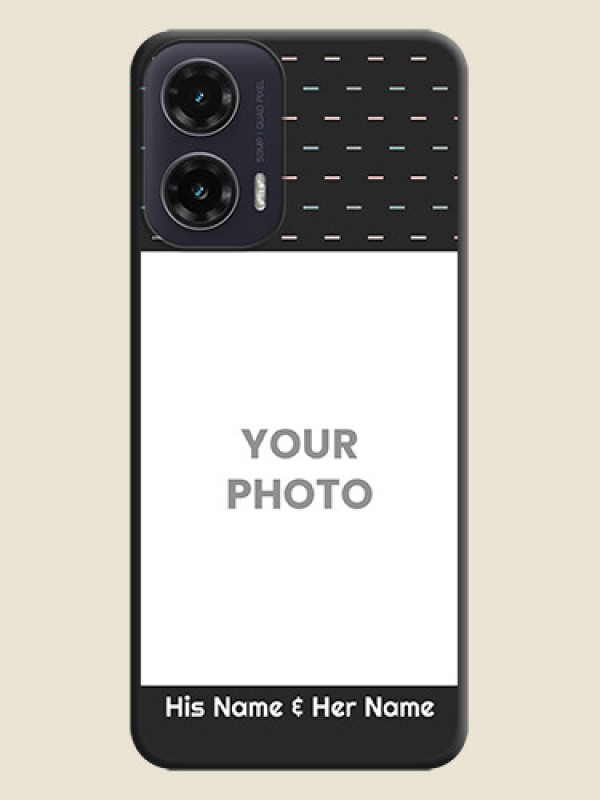 Custom Line Pattern Design with Text On Space Black Custom Soft Matte Mobile Back Cover - Motorola G35 5G - alternate view