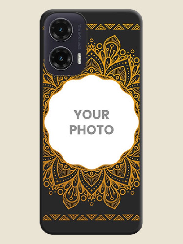 Custom Round Image with Floral Design On Space Black Custom Soft Matte Mobile Back Cover - Motorola G35 5G - alternate view