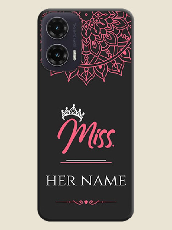 Custom Mrs Name with Floral Design On Space Black Custom Soft Matte Mobile Back Cover - Motorola G35 5G - alternate view