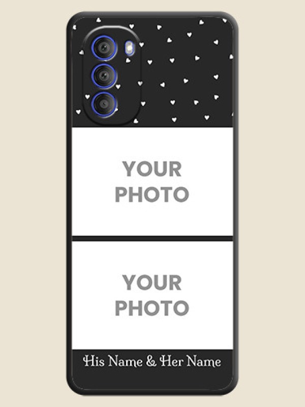 Custom Miniature Love Symbols with Name on Space Black Custom Soft Matte Back Cover - Motorola G51 5G - alternate view