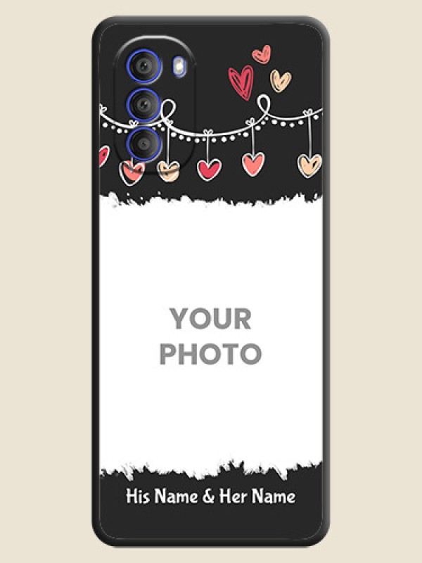 Custom Pink Love Hangings with Name on Space Black Custom Soft Matte Phone Cases - Motorola G51 5G - alternate view