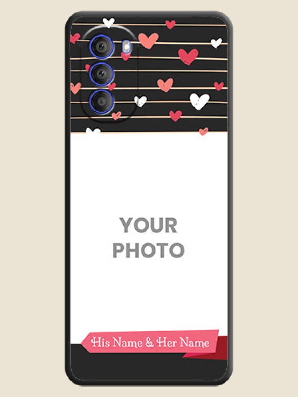 Custom Love Pattern with Name on Pink Ribbon on Photo on Space Black Soft Matte Back Cover - Motorola G51 5G - alternate view