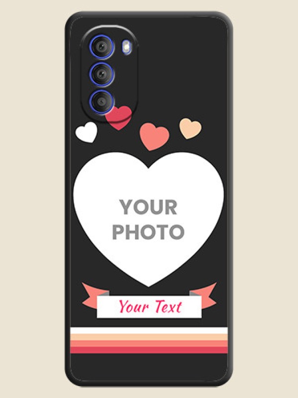 Custom Love Shaped Photo with Colorful Stripes on Personalised Space Black Soft Matte Cases - Motorola G51 5G - alternate view