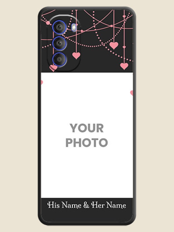 Custom Pink Love Hangings with Text on Space Black Custom Soft Matte Back Cover - Motorola G51 5G - alternate view
