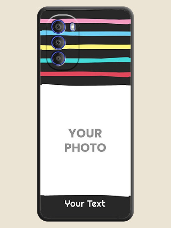 Custom Multicolor Lines with Image on Space Black Personalized Soft Matte Phone Covers - Motorola G51 5G - alternate view