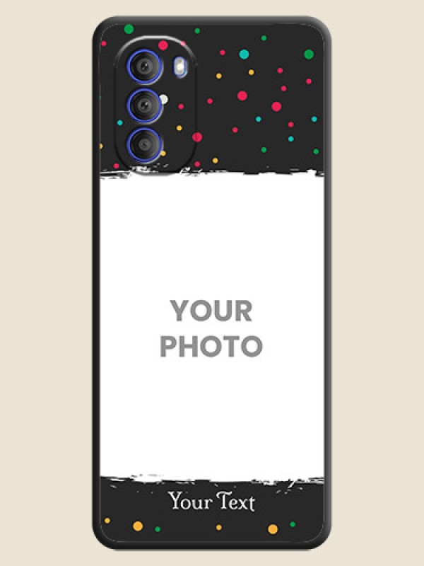 Custom Multicolor Dotted Pattern with Text on Space Black Custom Soft Matte Phone Back Cover - Motorola G51 5G - alternate view