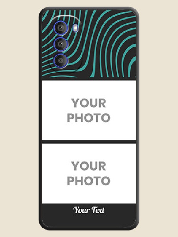 Custom Wave Pattern with 2 Image Holder on Space Black Personalized Soft Matte Phone Covers - Motorola G51 5G - alternate view