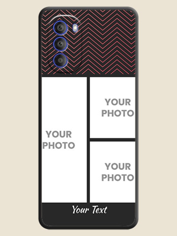 Custom Wave Pattern with 3 Image Holder on Space Black Custom Soft Matte Back Cover - Motorola G51 5G - alternate view