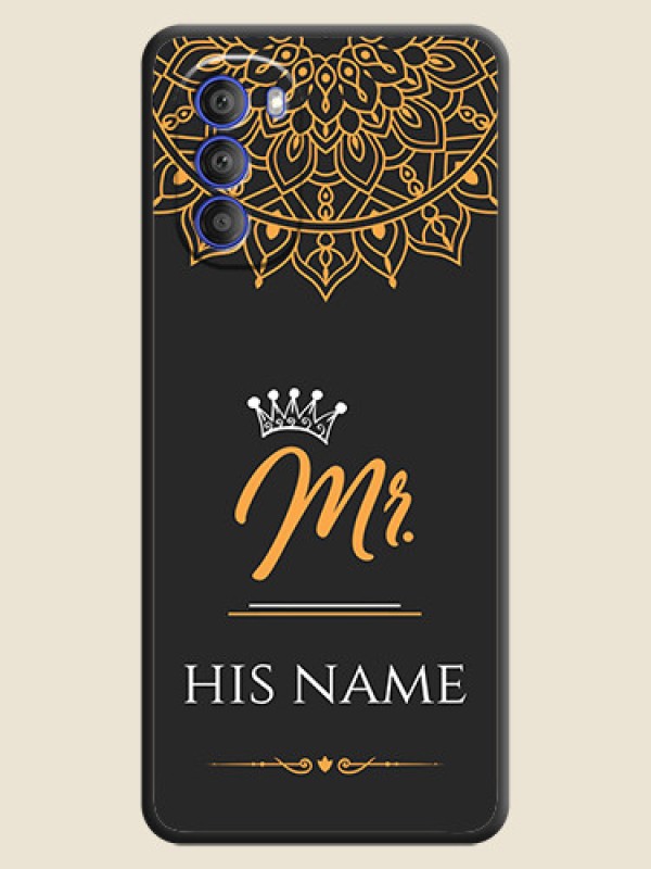Custom Mr Name with Floral Design on Personalised Space Black Soft Matte Cases - Motorola G51 5G - alternate view