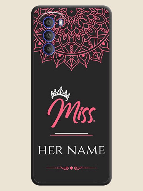 Custom Mrs Name with Floral Design on Space Black Personalized Soft Matte Phone Covers - Motorola G51 5G - alternate view