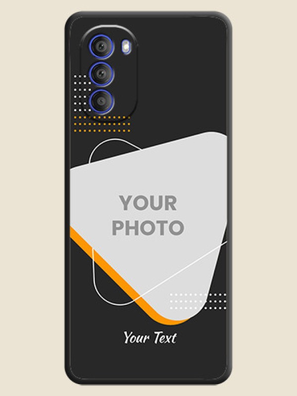 Custom Yellow Triangle on Photo on Space Black Soft Matte Phone Cover - Motorola G51 5G - alternate view