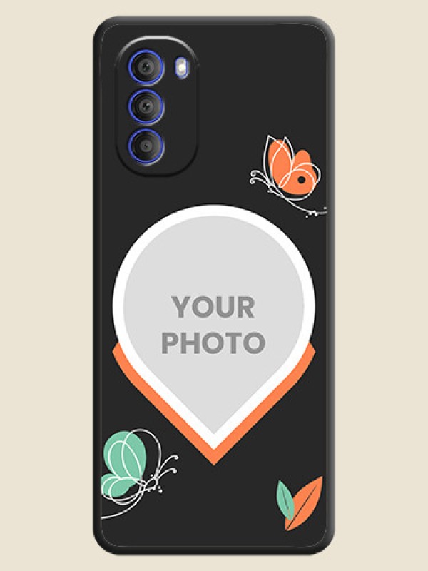 Custom Upload Pic With Simple Butterly Design On Space Black Personalized Soft Matte Phone Covers -Motorola G51 5G - alternate view