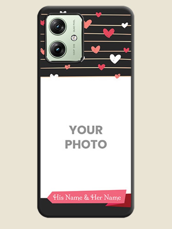 Custom Love Pattern with Name on Pink Ribbon  on Photo On Space Black Custom Soft Matte Mobile Back Cover - Motorola G54 5G - alternate view