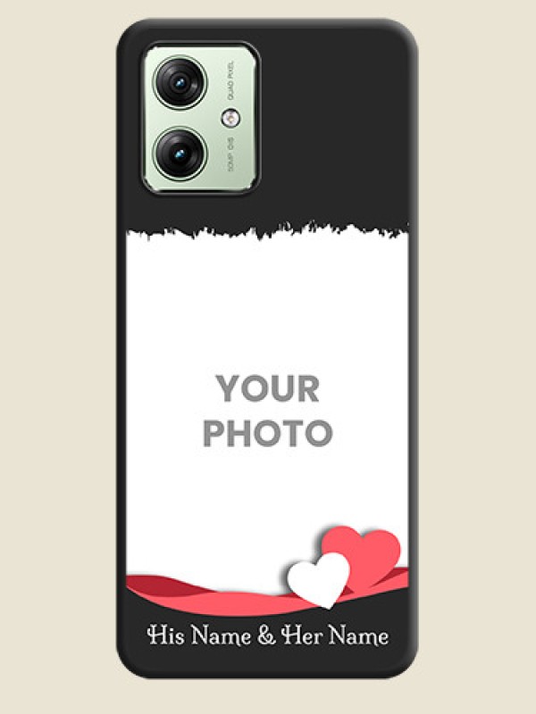 Custom Pin Color Love Shaped Ribbon Design with Text On Space Black Custom Soft Matte Mobile Back Cover - Motorola G54 5G - alternate view
