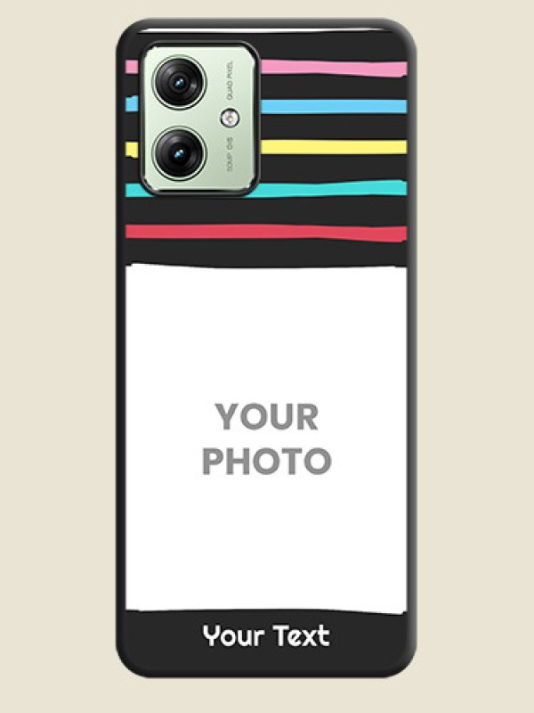 Custom Multicolor Lines with Image On Space Black Custom Soft Matte Mobile Back Cover - Motorola G54 5G - alternate view