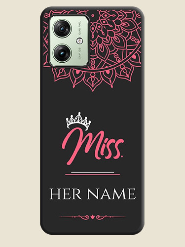 Custom Mrs Name with Floral Design On Space Black Custom Soft Matte Mobile Back Cover - Motorola G54 5G - alternate view