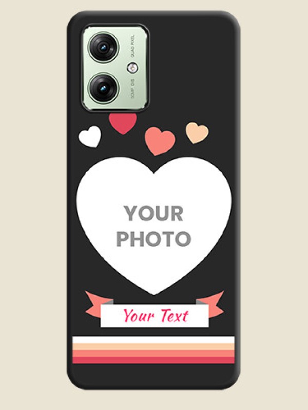 Custom Love Shaped Photo with Colorful Stripes on Personalised Space Black Soft Matte Cases - Motorola G64 5G - alternate view