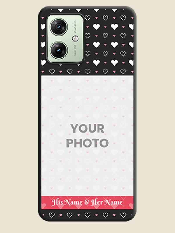 Custom White Color Love Symbols with Text Design - Photo on Space Black Soft Matte Phone Cover - Motorola G64 5G - alternate view