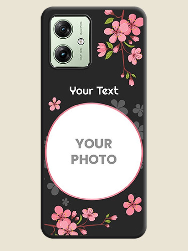 Custom Round Image with Pink Color Floral Design - Photo on Space Black Soft Matte Back Cover - Motorola G64 5G - alternate view