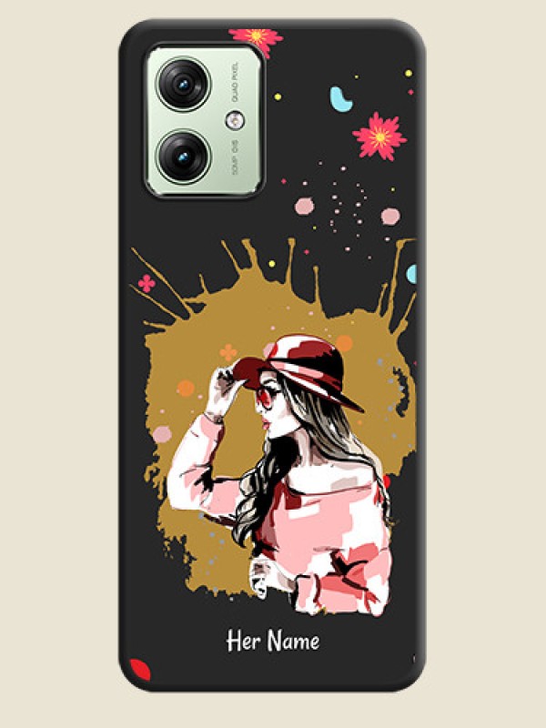 Custom Mordern Lady With Color Splash Background With Custom Text On Space Black Personalized Soft Matte Phone Covers - Motorola G64 5G - alternate view