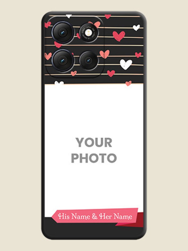 Custom Love Pattern with Name on Pink Ribbon on Photo On Space Black Custom Soft Matte Mobile Back Cover - Motorola G86 Power 5G - alternate view