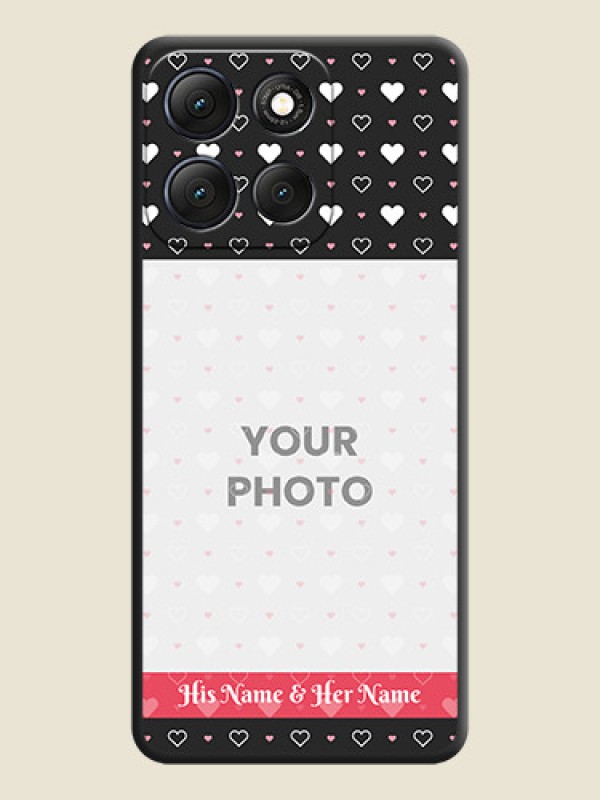 Custom White Color Love Symbols with Text Design on Photo On Space Black Custom Soft Matte Mobile Back Cover - Motorola G86 Power 5G - alternate view