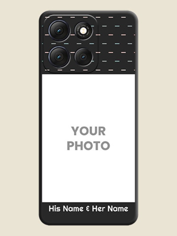 Custom Line Pattern Design with Text On Space Black Custom Soft Matte Mobile Back Cover - Motorola G86 Power 5G - alternate view