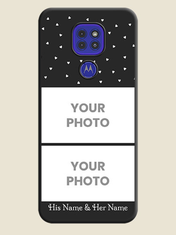 Custom Miniature Love Symbols with Name on Space Black Custom Soft Matte Back Cover - Motorola G9 - alternate view