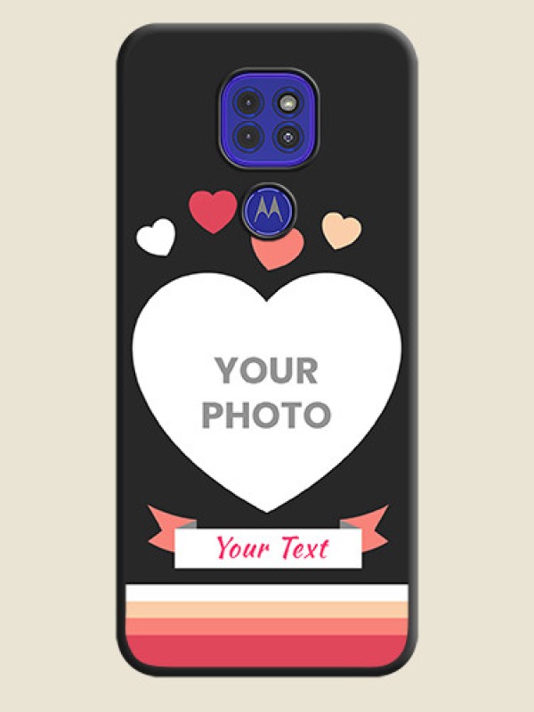 Custom Love Shaped Photo with Colorful Stripes on Personalised Space Black Soft Matte Cases - Motorola G9 - alternate view