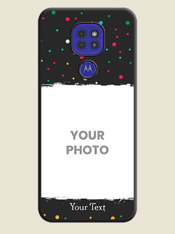 Custom Multicolor Dotted Pattern with Text on Space Black Custom Soft Matte Phone Back Cover - Motorola G9 - alternate view
