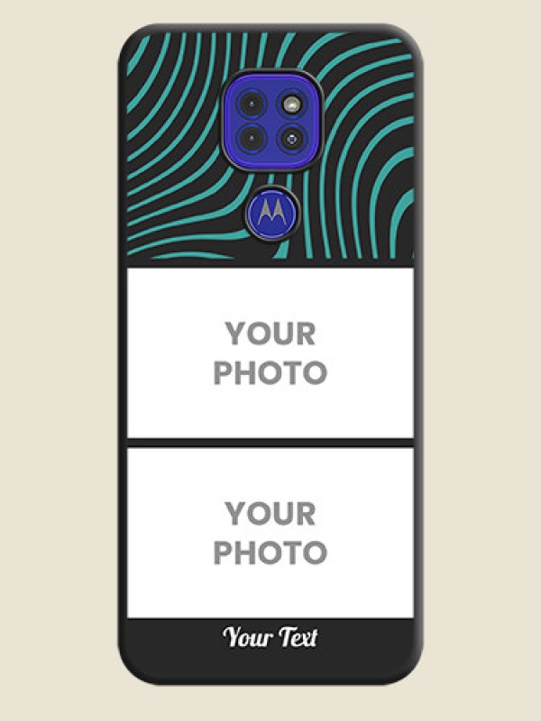 Custom Wave Pattern with 2 Image Holder on Space Black Personalized Soft Matte Phone Covers - Motorola G9 - alternate view