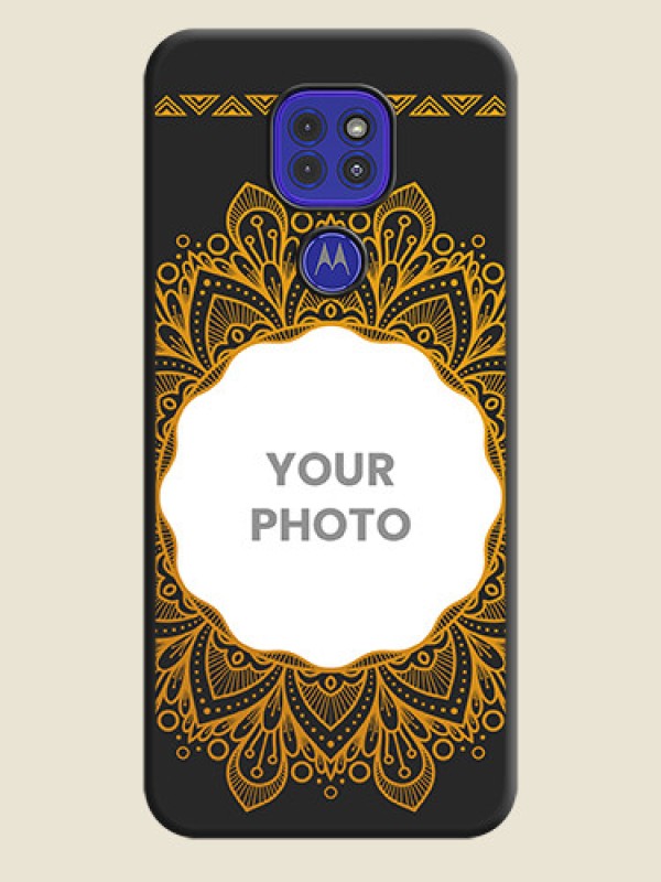 Custom Round Image with Floral Design on Photo on Space Black Soft Matte Mobile Cover - Motorola G9 - alternate view